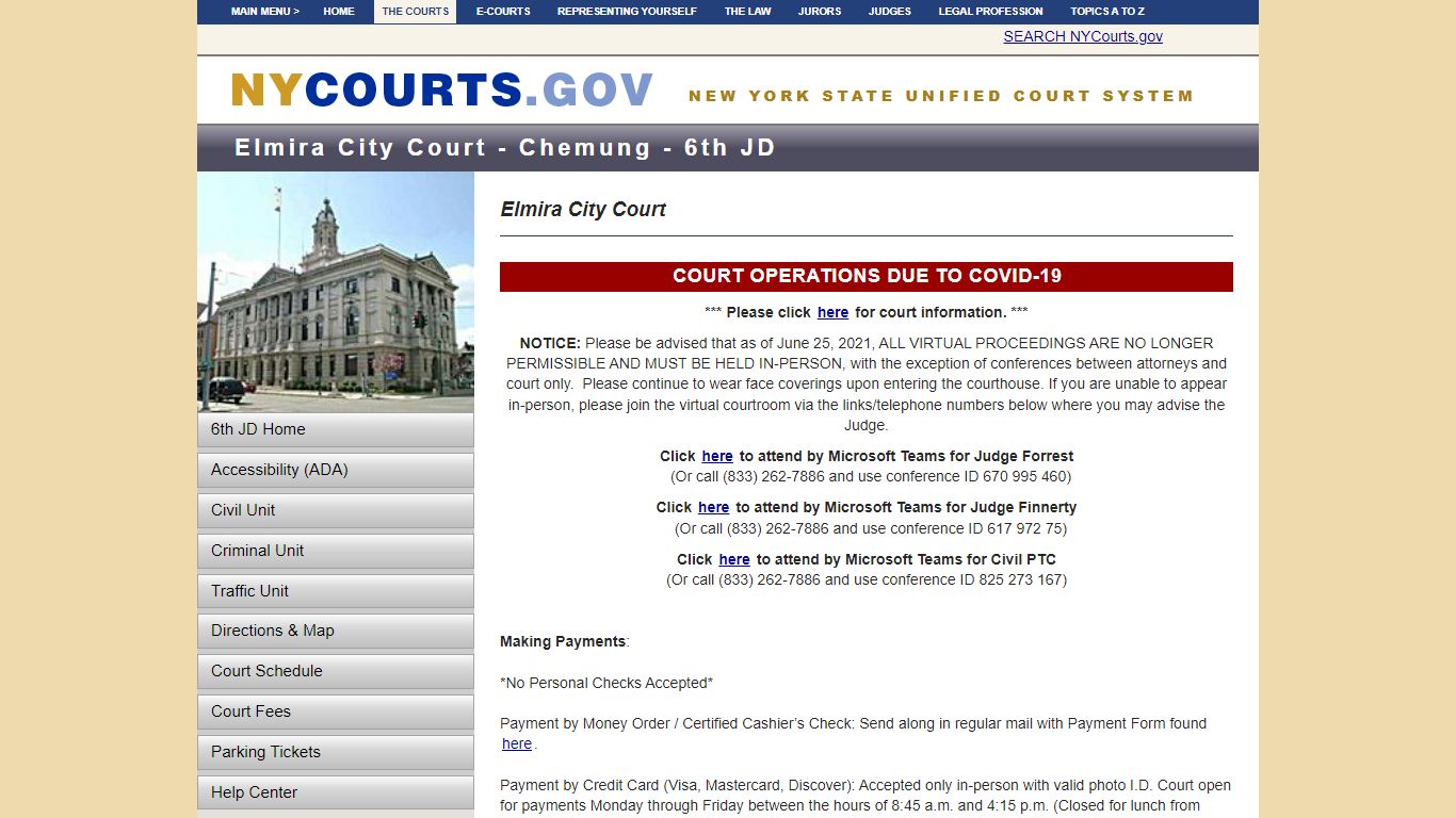 Home - Elmira City Court - Chemung - 6th JD | NYCOURTS.GOV